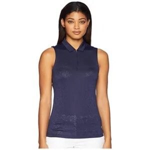 Puma Golf Women's Jacquard Sleeveless Golf Polo in Navy Size Small